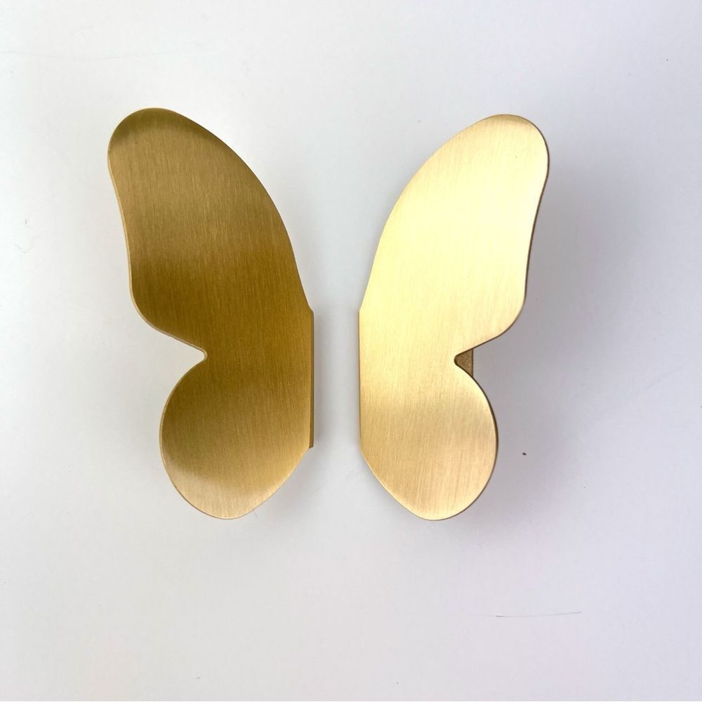 Butterfly Brass Cabinet Knob Modern Dresser Drawer Pull - Picture 4 of 8